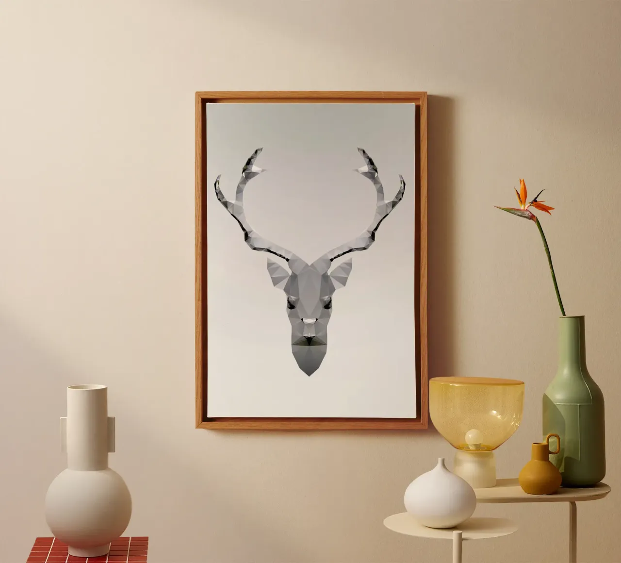 Geo White Deer tela con Cornice a cassetta da Three Of The Possessed