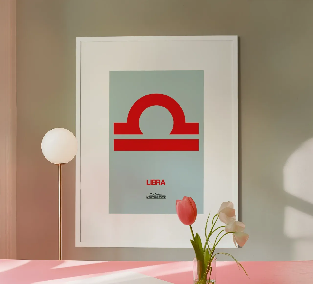 Libra Zodiac Sign Red poster da Naxart
