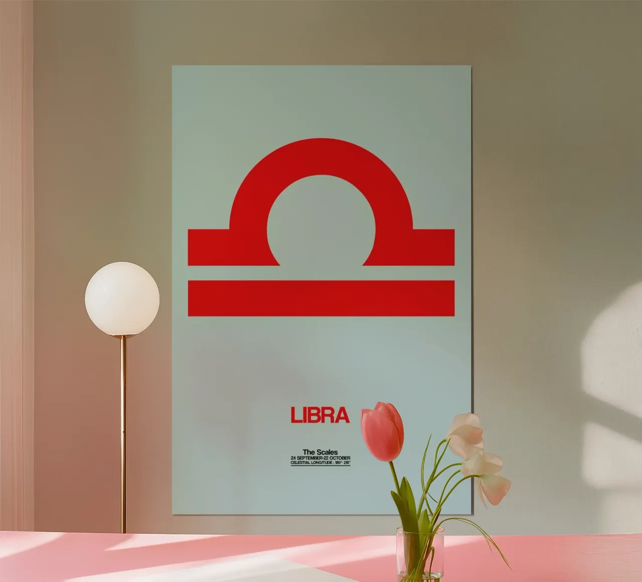 Libra Zodiac Sign Red poster da Naxart