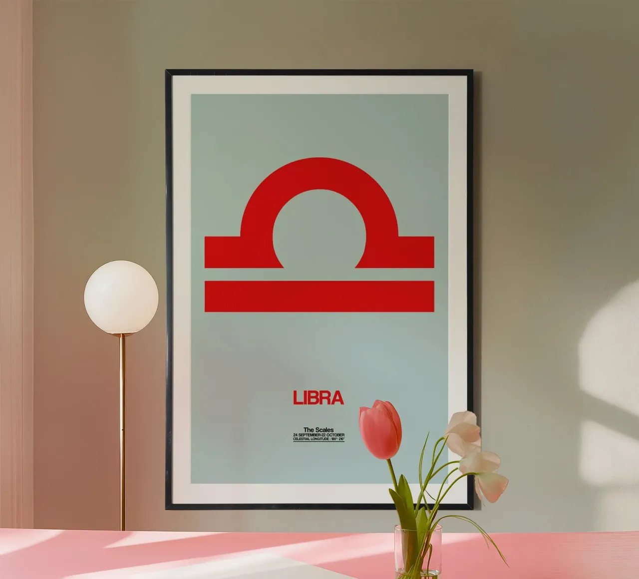Libra Zodiac Sign Red poster da Naxart
