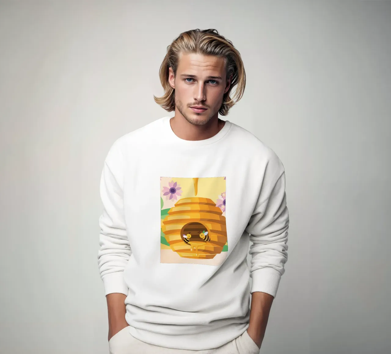 Illustrazione di alveare con api e miele felpa da POLYGON SPECIAL