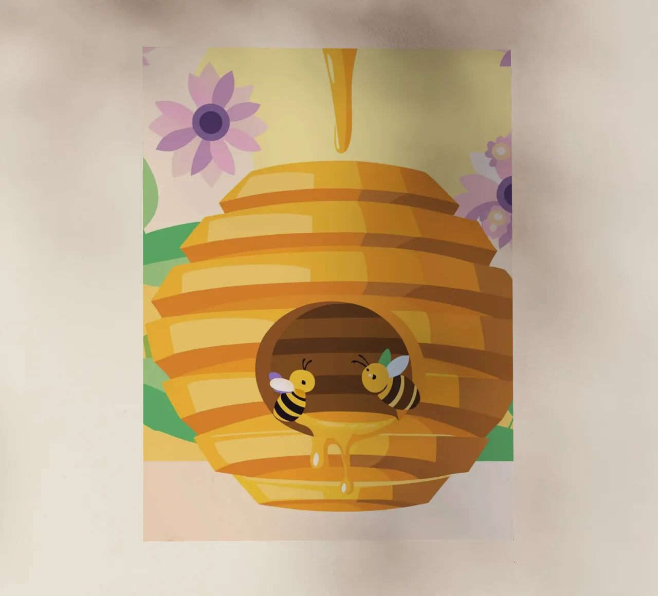 Illustrazione di alveare con api e miele pellicola backlit da POLYGON SPECIAL