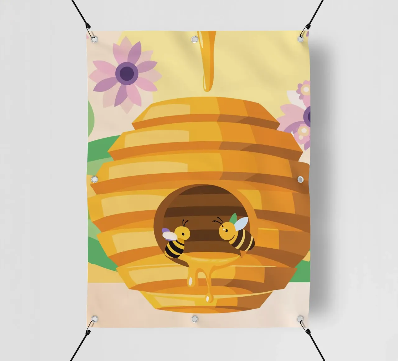 Illustrazione di alveare con api e miele telo in pvc da POLYGON SPECIAL