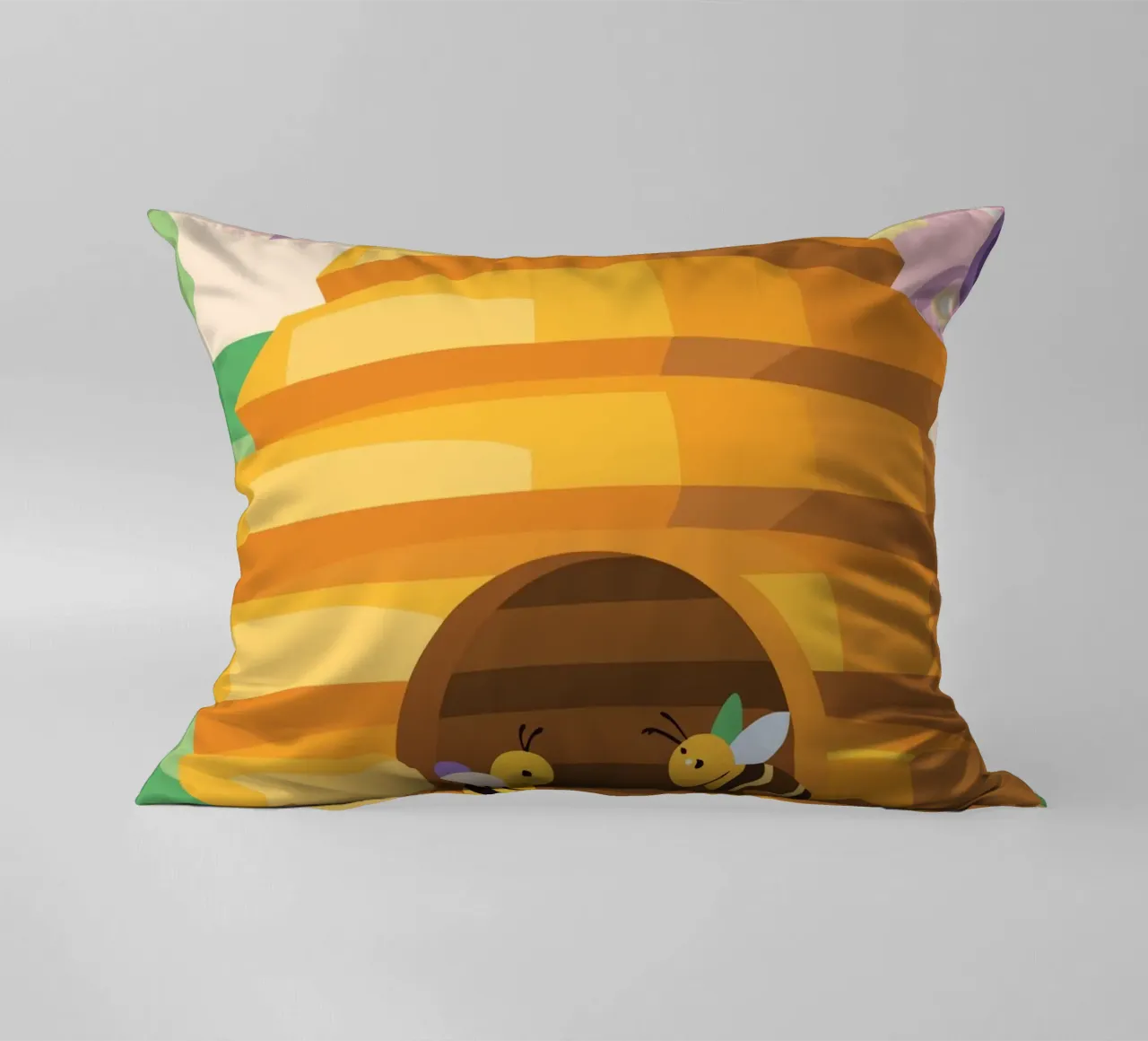 Illustrazione di alveare con api e miele cuscino da POLYGON SPECIAL