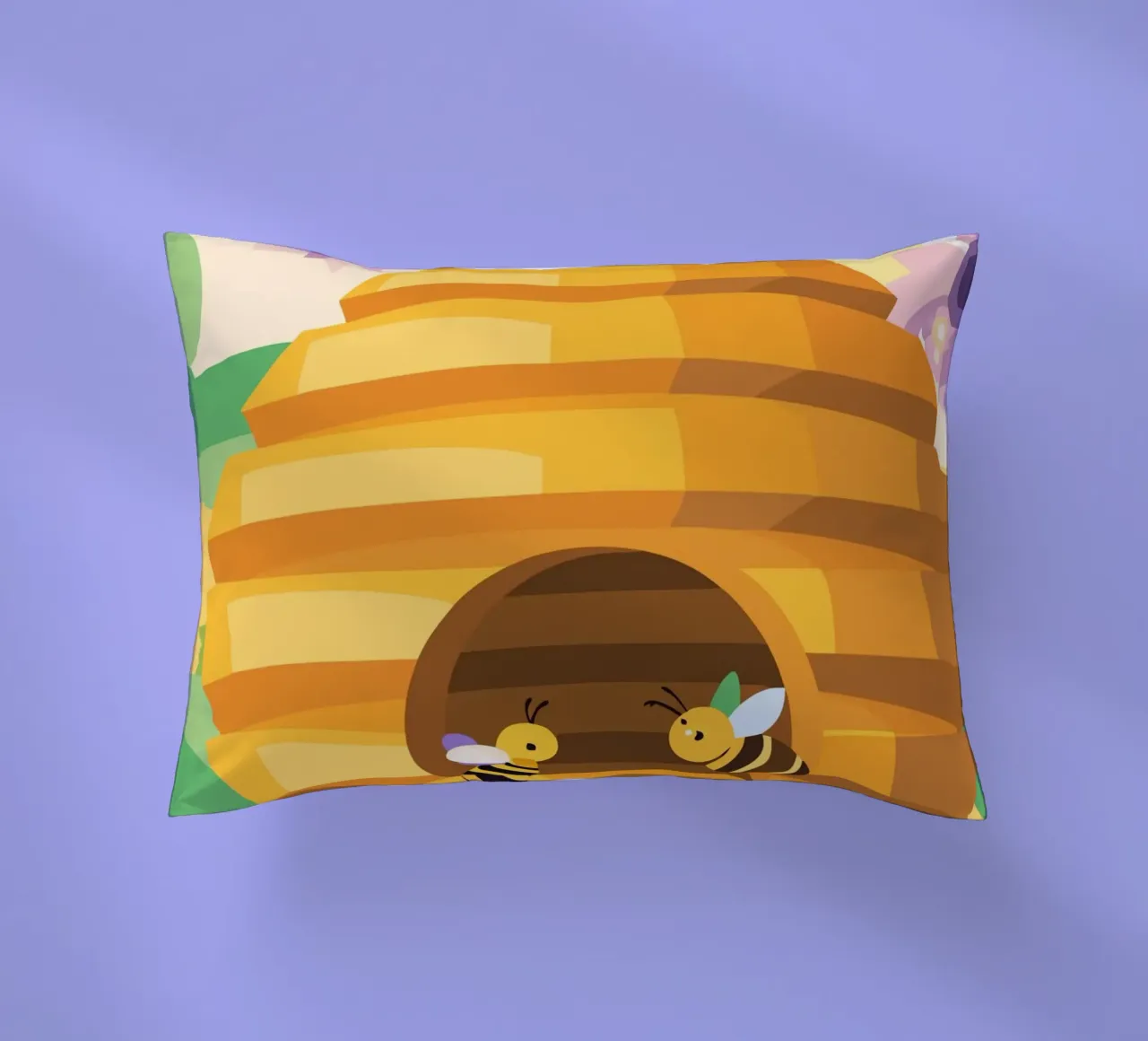 Illustrazione di alveare con api e miele cuscino da POLYGON SPECIAL
