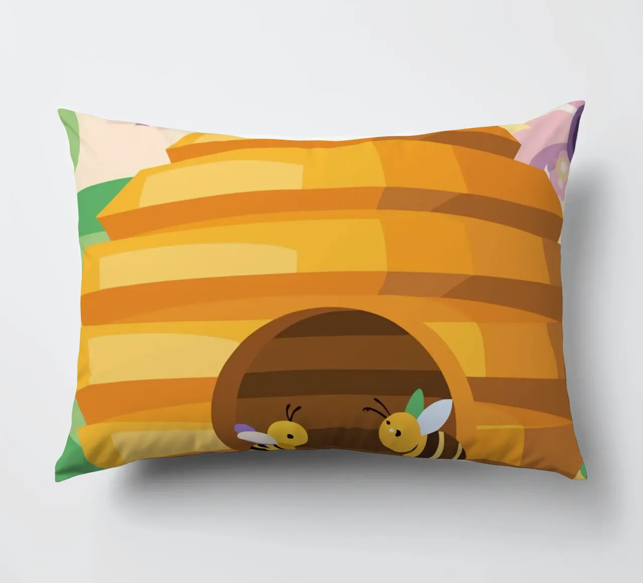 Illustrazione di alveare con api e miele cuscino da POLYGON SPECIAL