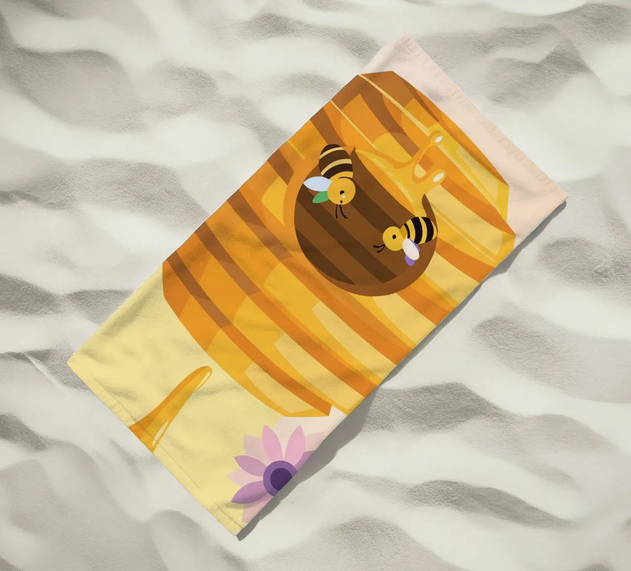 Illustrazione di alveare con api e miele telo mare da POLYGON SPECIAL