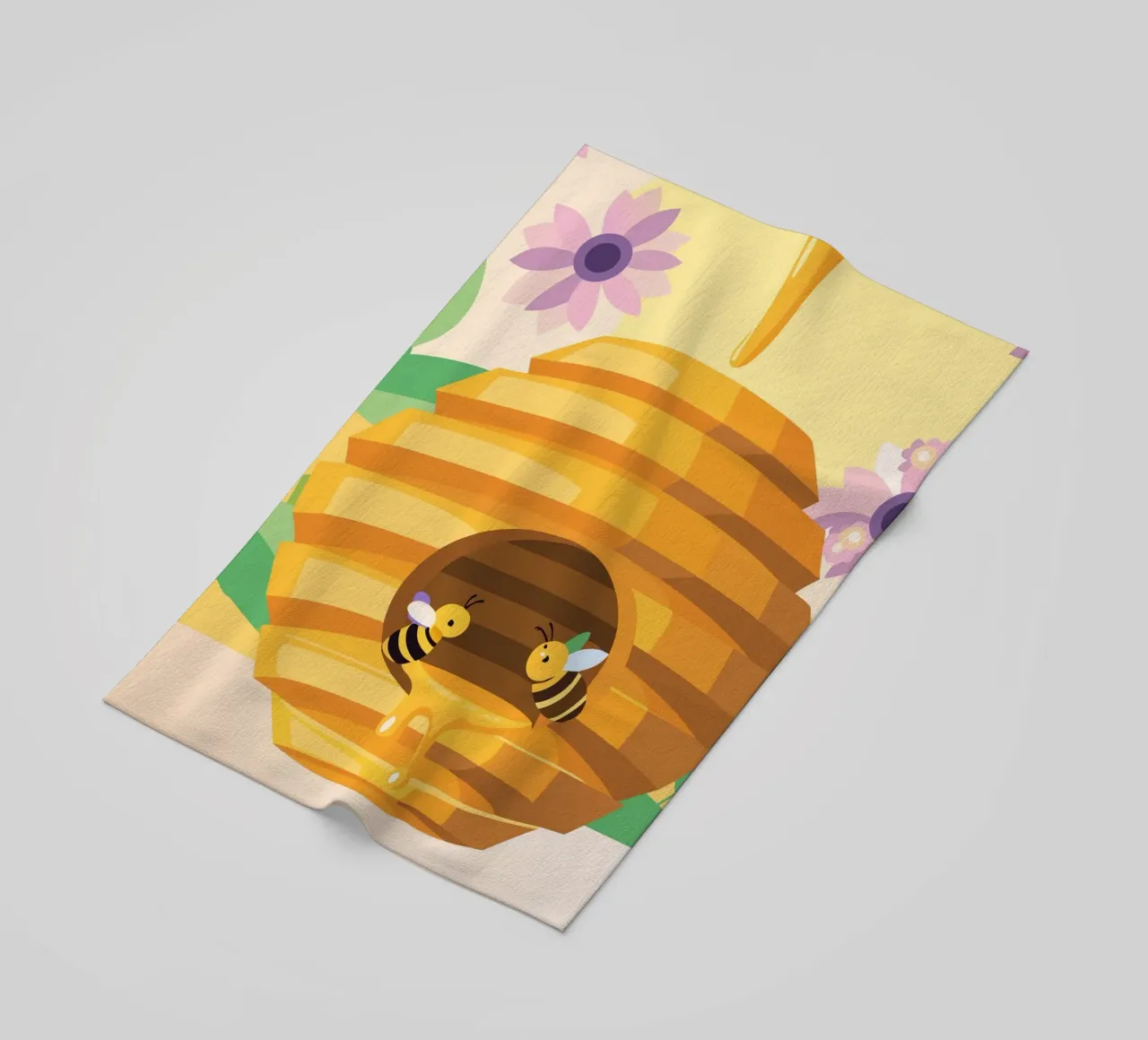 Illustrazione di alveare con api e miele telo mare da POLYGON SPECIAL