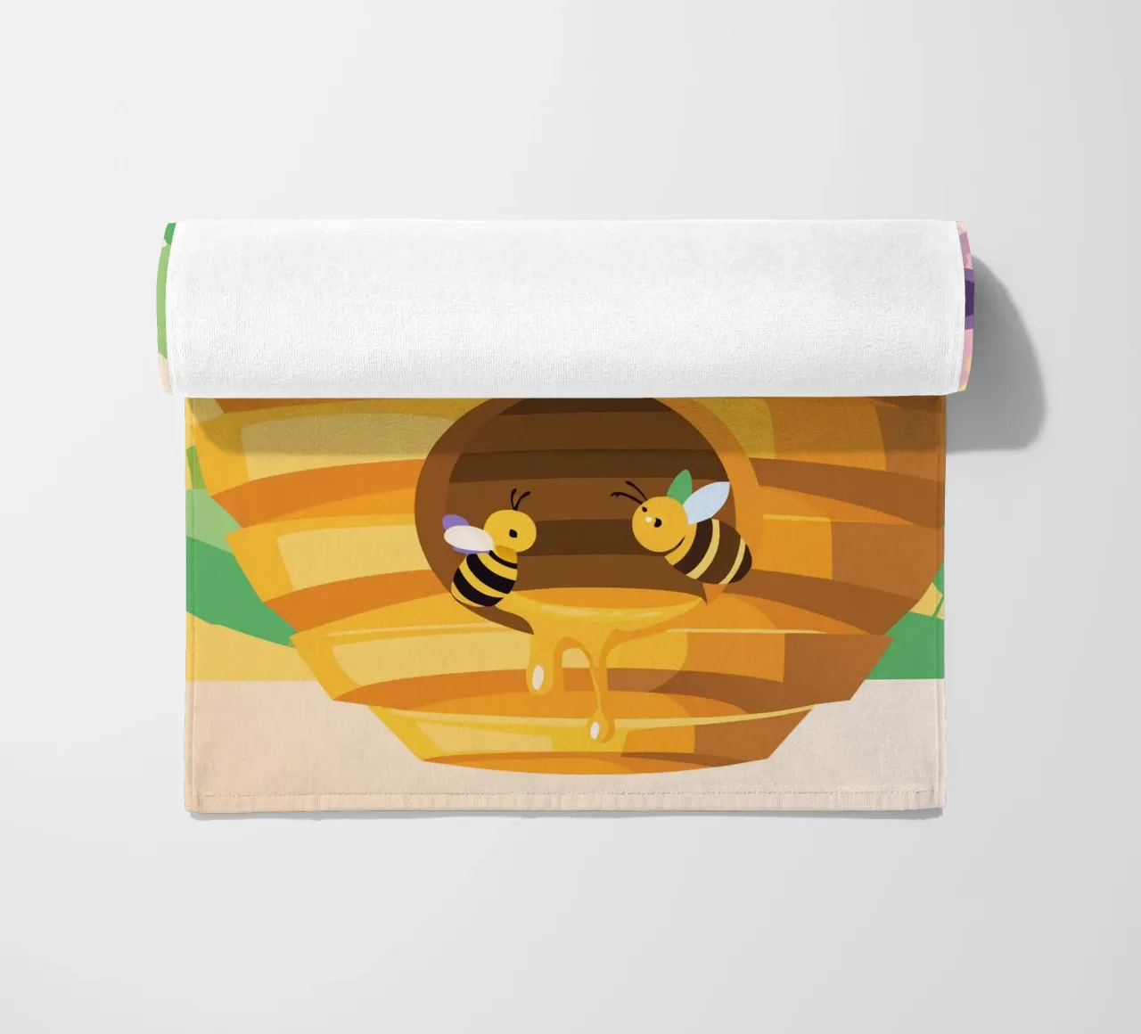 Illustrazione di alveare con api e miele telo mare da POLYGON SPECIAL