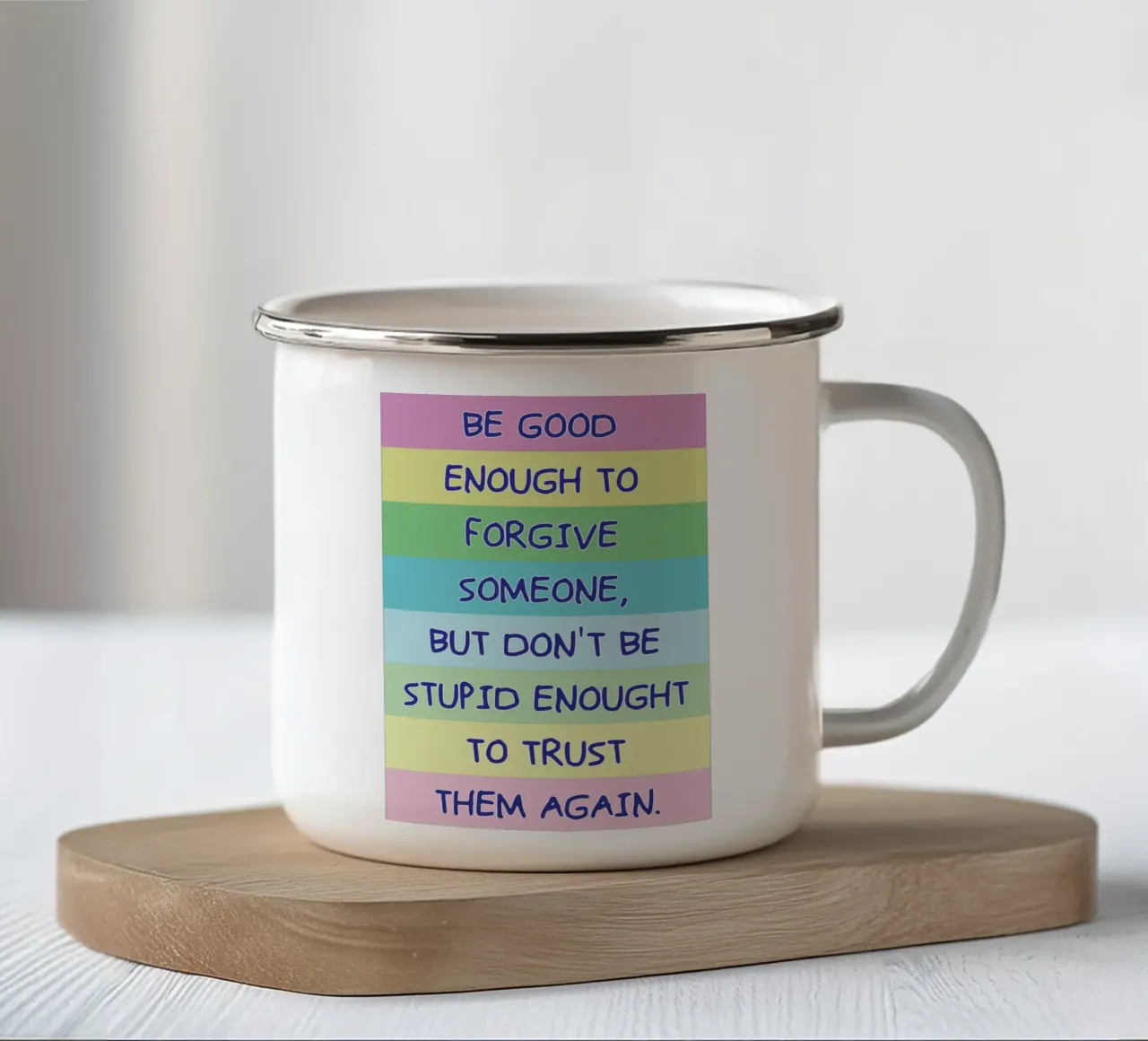 essere buoni a perdonare tazza in smalto da bougenfille
