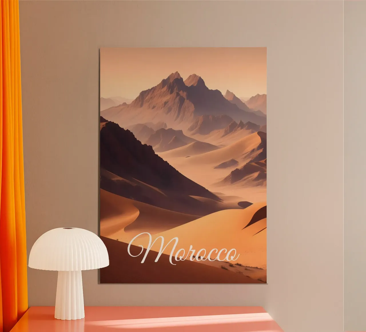Morocco Desert Scene poster con telaio in plastica da Charnwood Prints