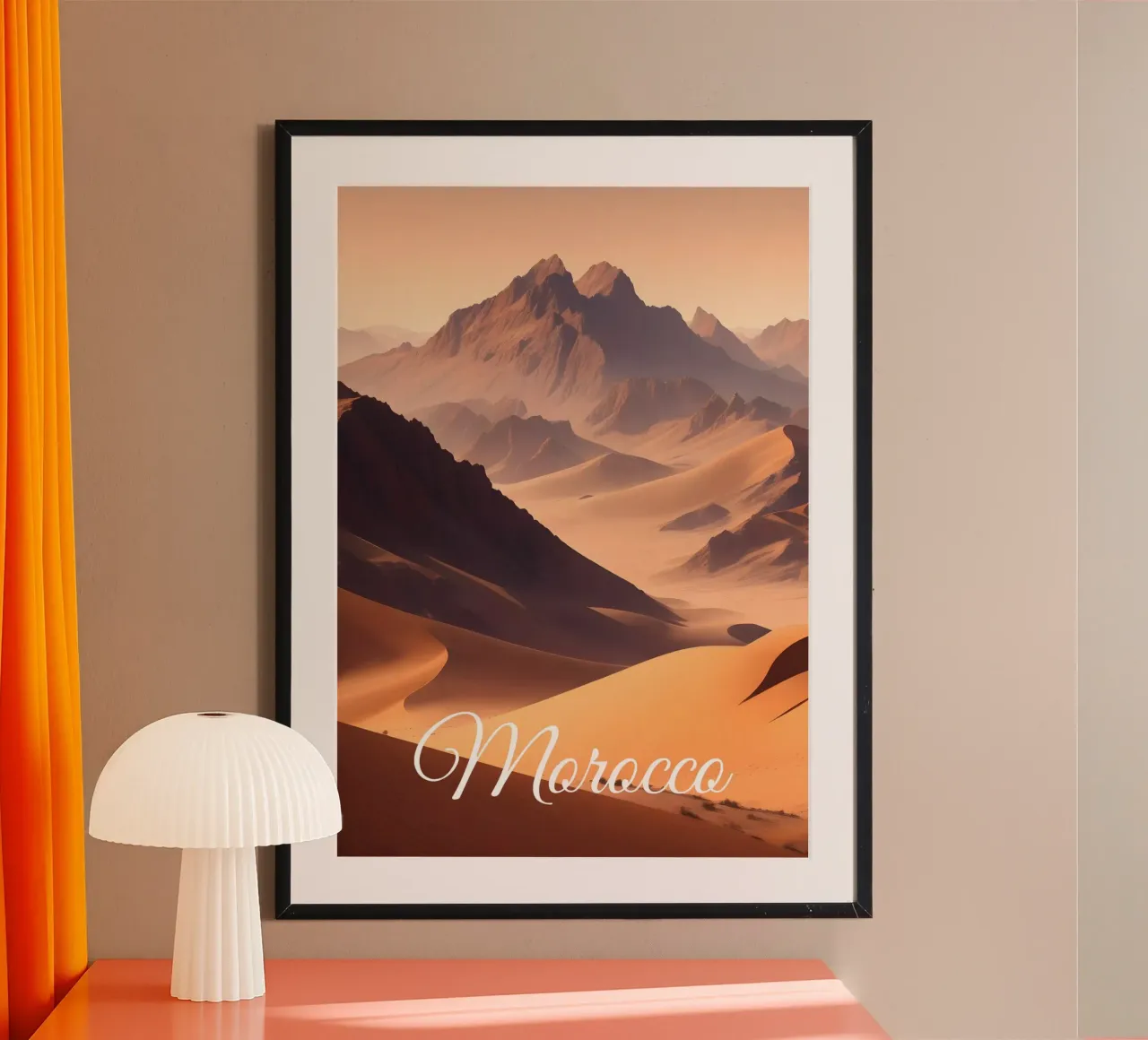 Morocco Desert Scene poster con telaio in plastica da Charnwood Prints