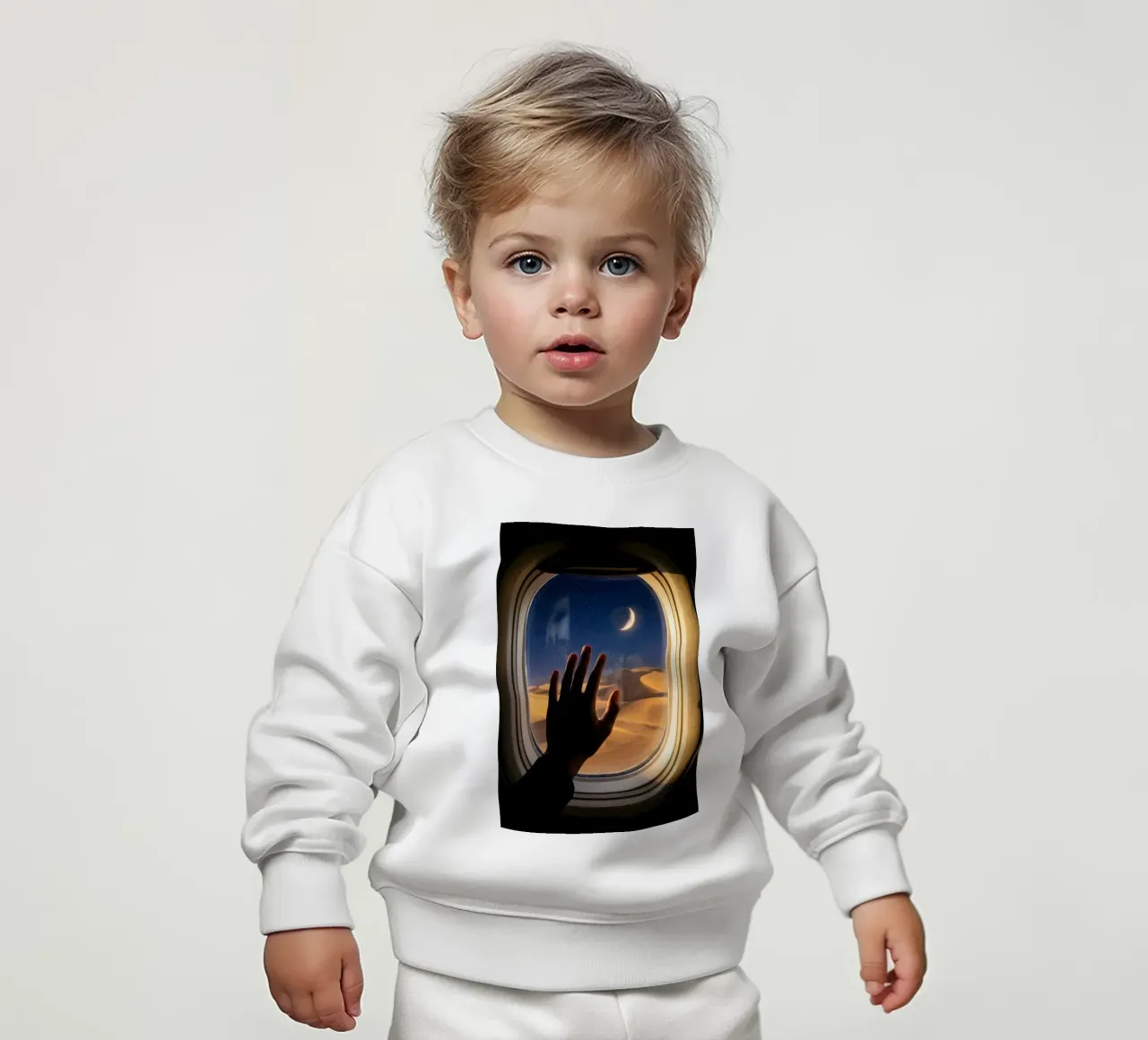 Vue du désert au clair de lune à partir d'une fenêtre d'avion sweat pour bébé de Dreamspace Visuals