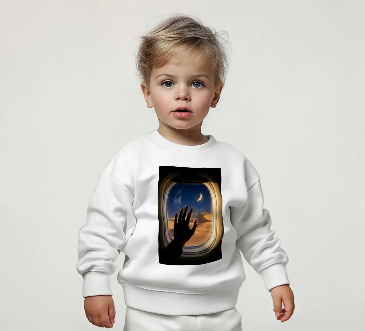 Vue du désert au clair de lune à partir d'une fenêtre d'avion sweat pour bébé de Dreamspace Visuals