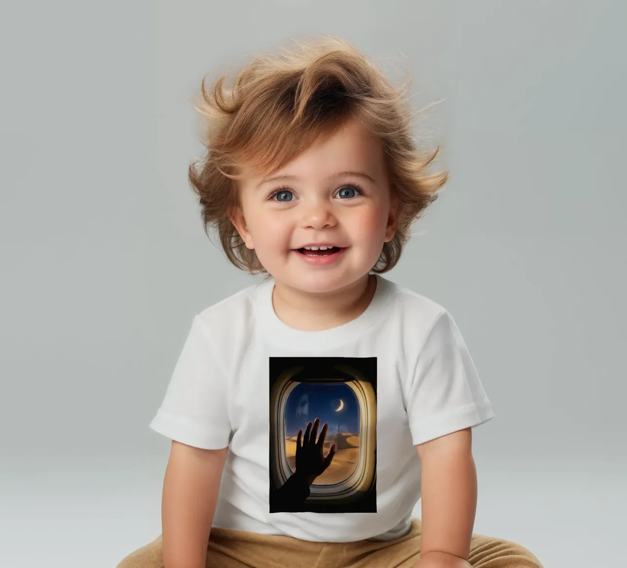 Vue du désert au clair de lune à partir d'une fenêtre d'avion t-shirt pour bébé de Dreamspace Visuals