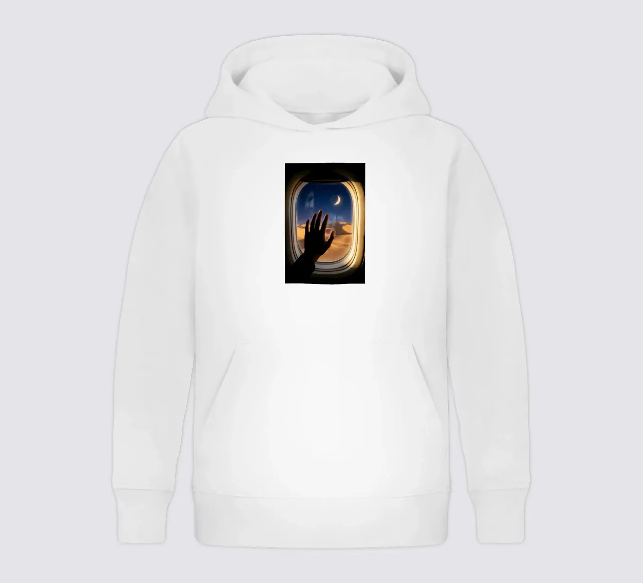 Vue du désert au clair de lune à partir d'une fenêtre d'avion sweat à capuche enfant de Dreamspace Visuals