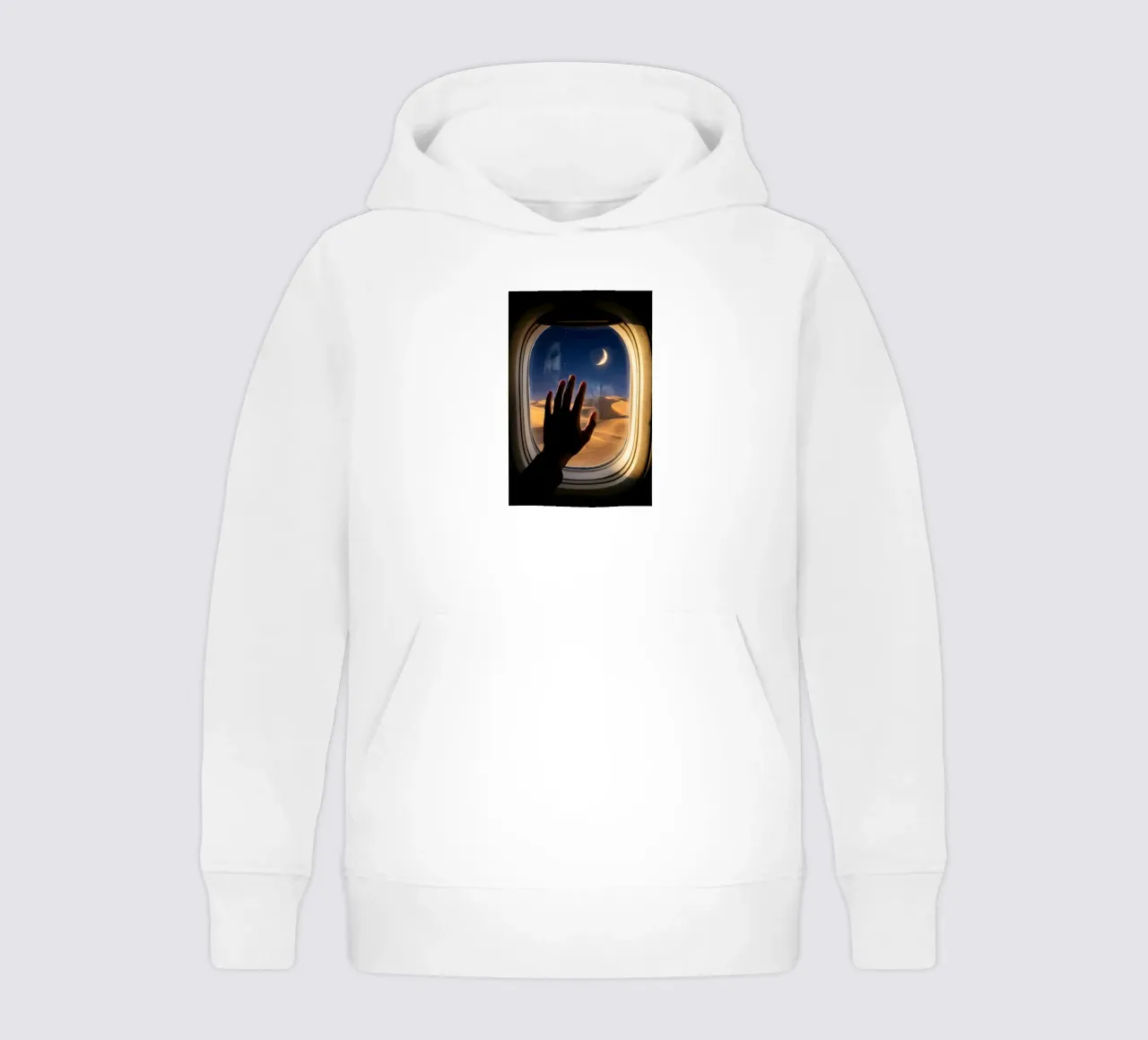 Vue du désert au clair de lune à partir d'une fenêtre d'avion sweat à capuche enfant de Dreamspace Visuals