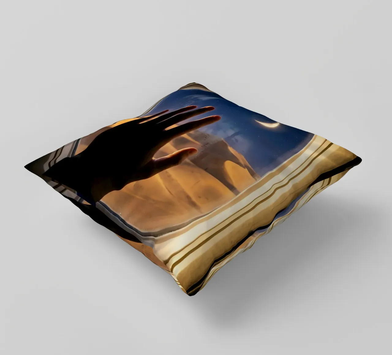 Vue du désert au clair de lune à partir d'une fenêtre d'avion coussin de Dreamspace Visuals