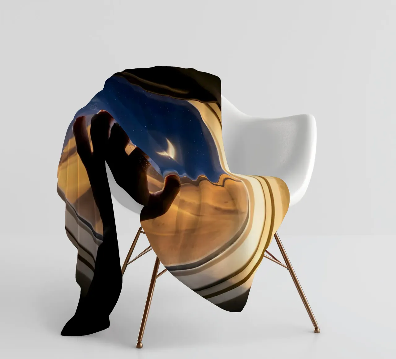 Vue du désert au clair de lune à partir d'une fenêtre d'avion plaid polaire de Dreamspace Visuals