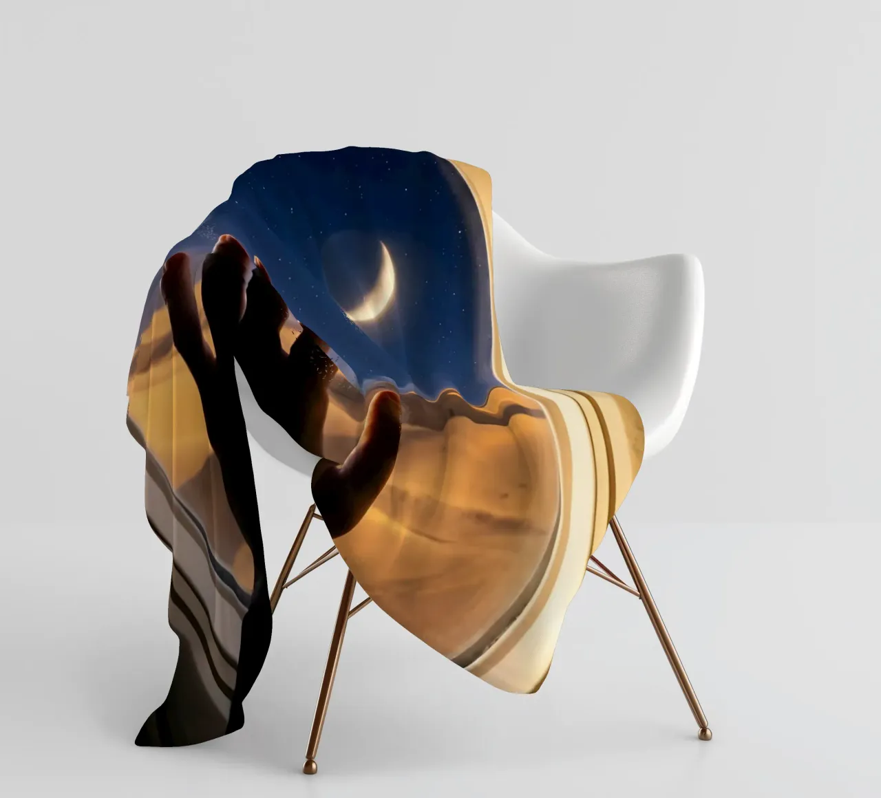 Moonlit Desert View from Airplane Window Art fleece blanket by Dreamspace Visuals