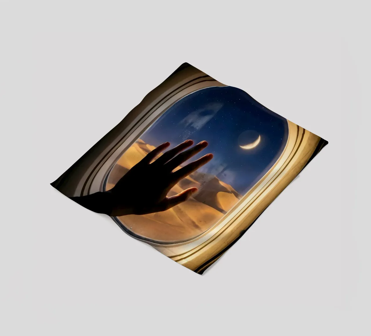 Moonlit Desert View from Airplane Window Art fleece blanket by Dreamspace Visuals