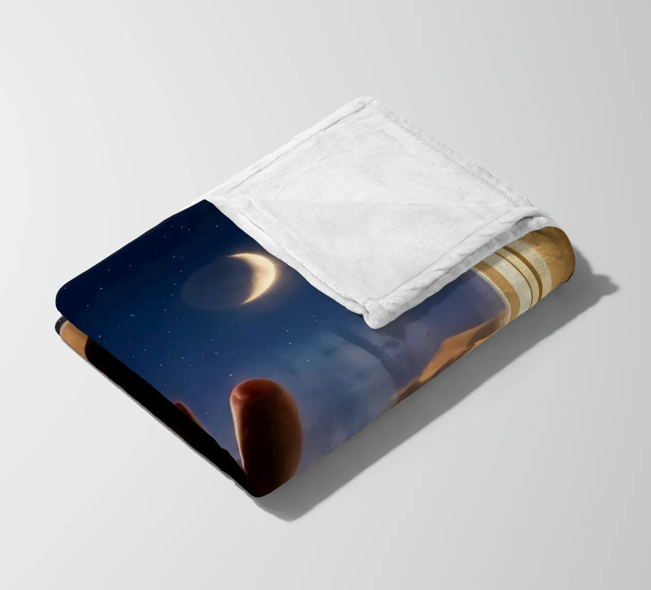 Moonlit Desert View from Airplane Window Art fleece blanket by Dreamspace Visuals