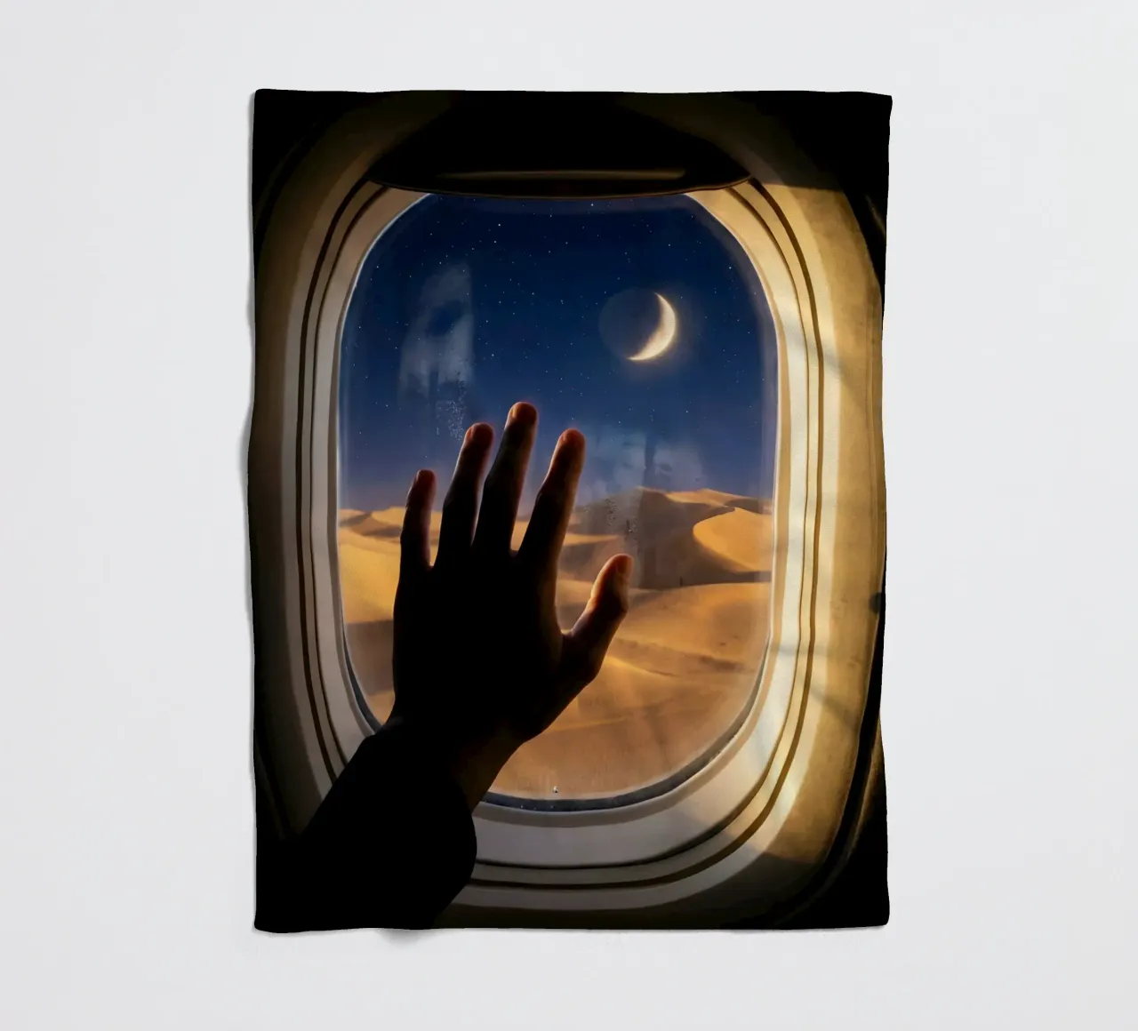 Vue du désert au clair de lune à partir d'une fenêtre d'avion plaid polaire de Dreamspace Visuals