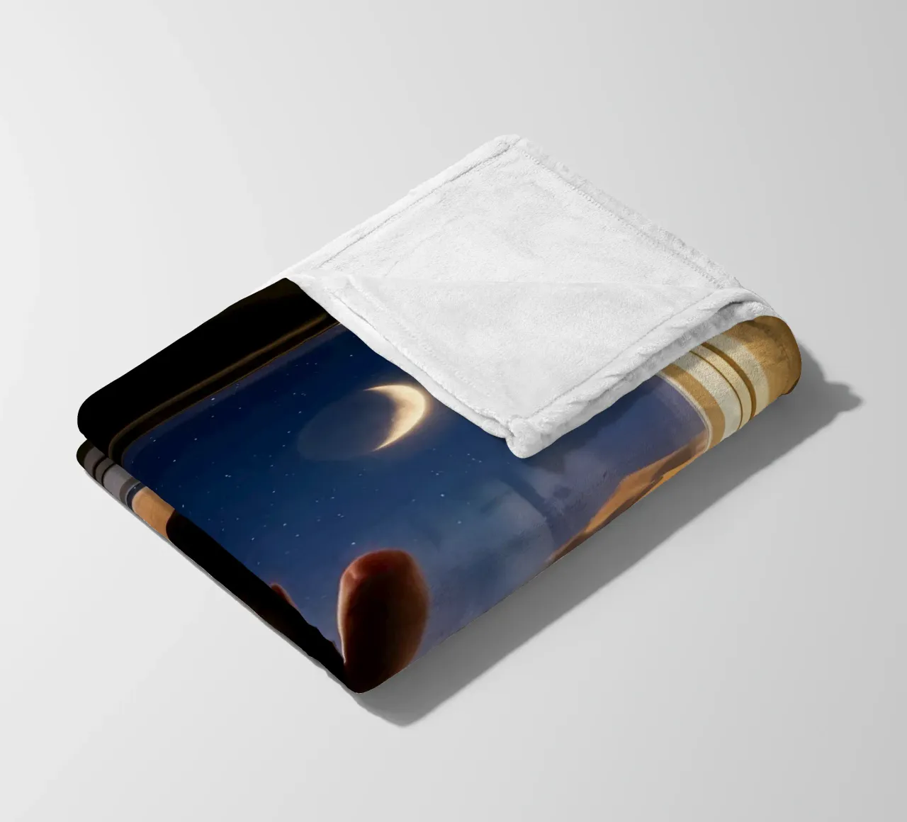 Moonlit Desert View from Airplane Window Art fleece blanket by Dreamspace Visuals