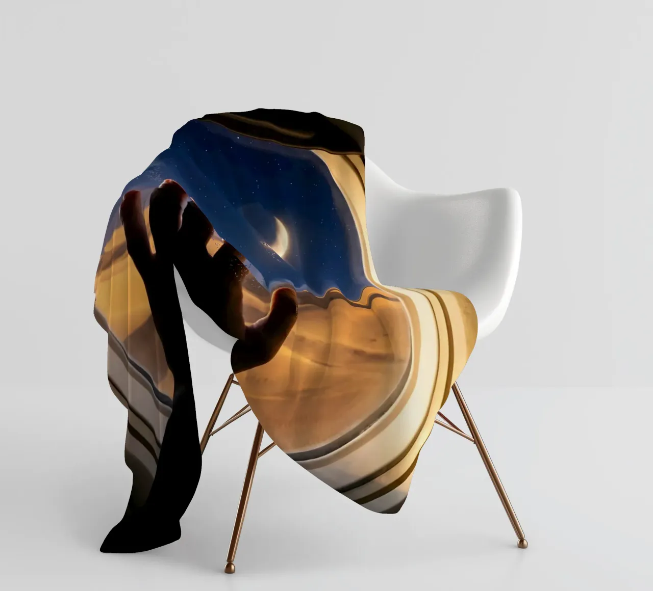 Vue du désert au clair de lune à partir d'une fenêtre d'avion plaid polaire de Dreamspace Visuals