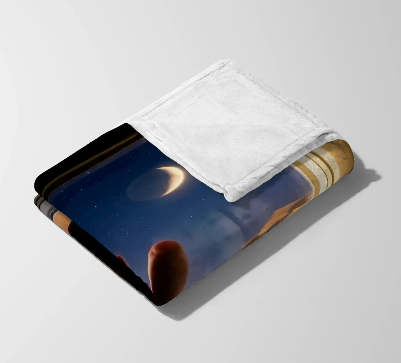 Moonlit Desert View from Airplane Window Art fleece blanket by Dreamspace Visuals