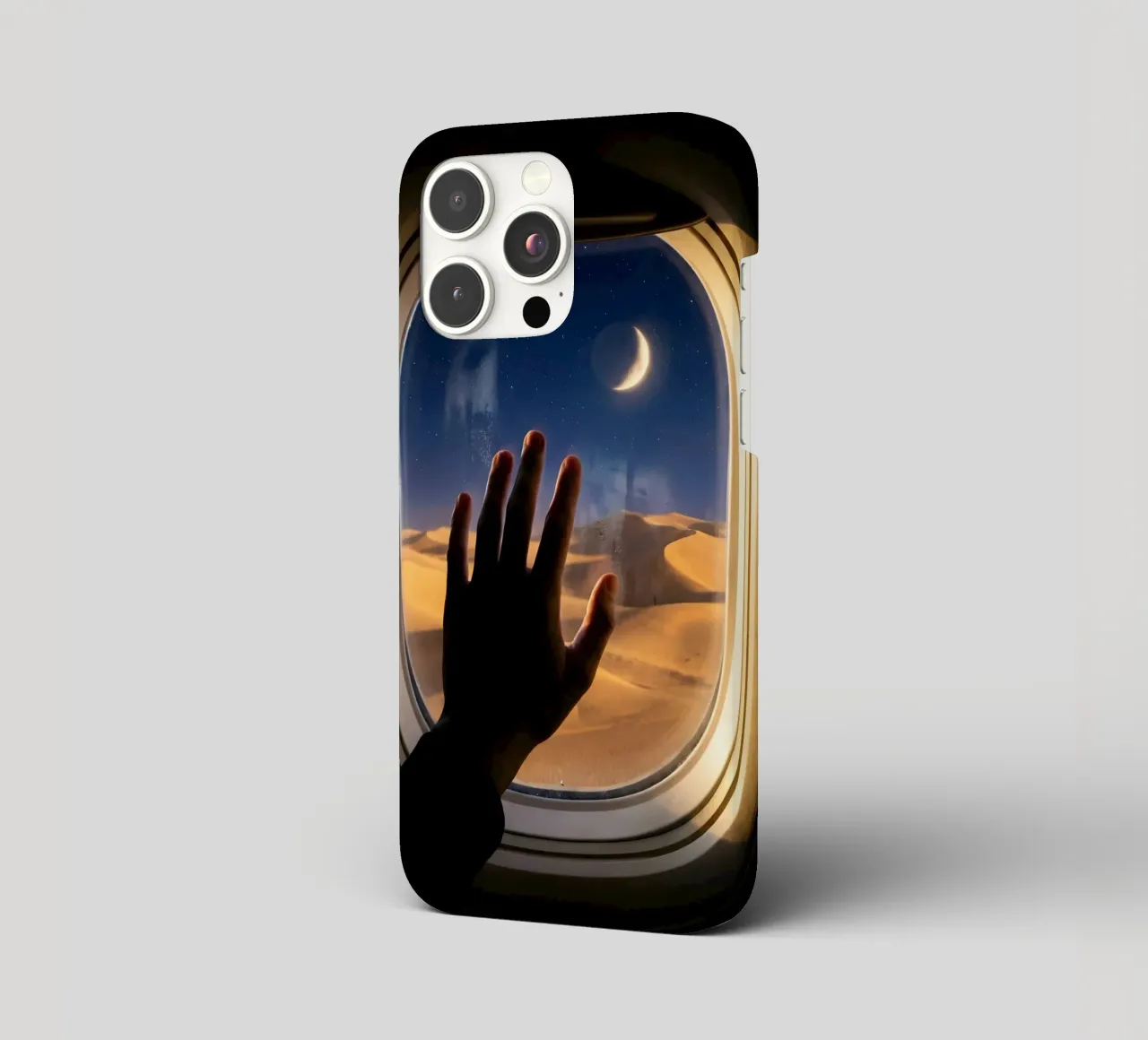 Moonlit Desert View from Airplane Window Art iphone case by Dreamspace Visuals