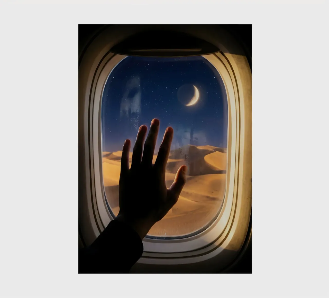 Moonlit Desert View from Airplane Window Art notebook by Dreamspace Visuals
