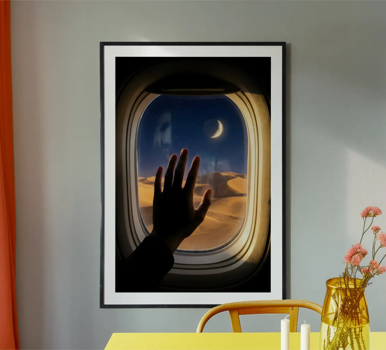 Moonlit Desert View from Airplane Window Art hahnemühle by Dreamspace Visuals