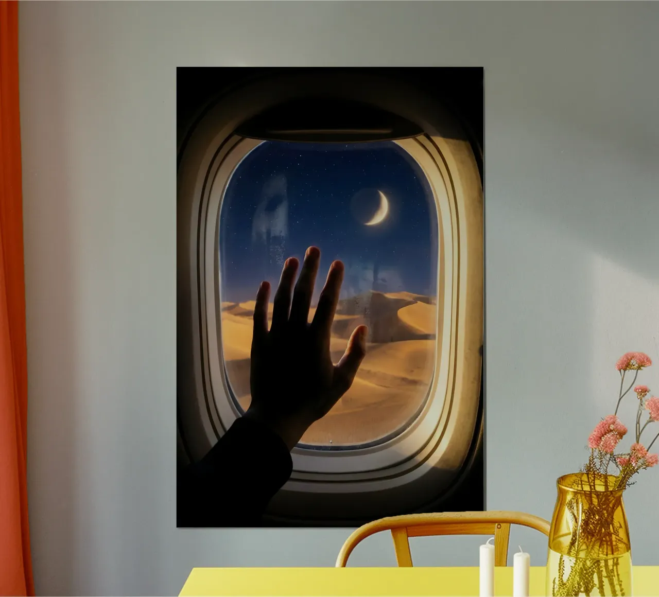 Moonlit Desert View from Airplane Window Art hahnemühle by Dreamspace Visuals