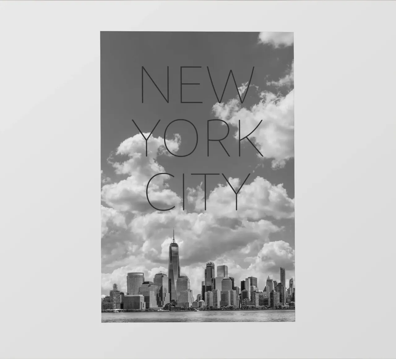 NYC Lower Manhattan e fiume Hudson | Testo e skyline pellicola backlit da Melanie Viola