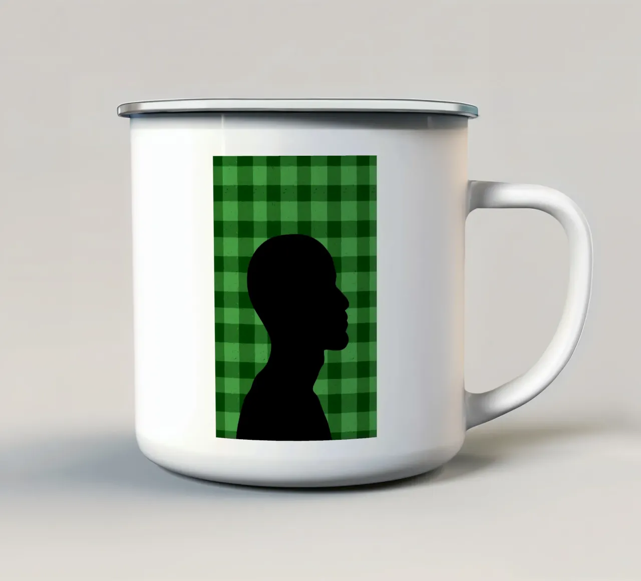 Groene geruite geruite kunstdruk - Rustiek Modern Dec emaille mok van Harmony Gallery