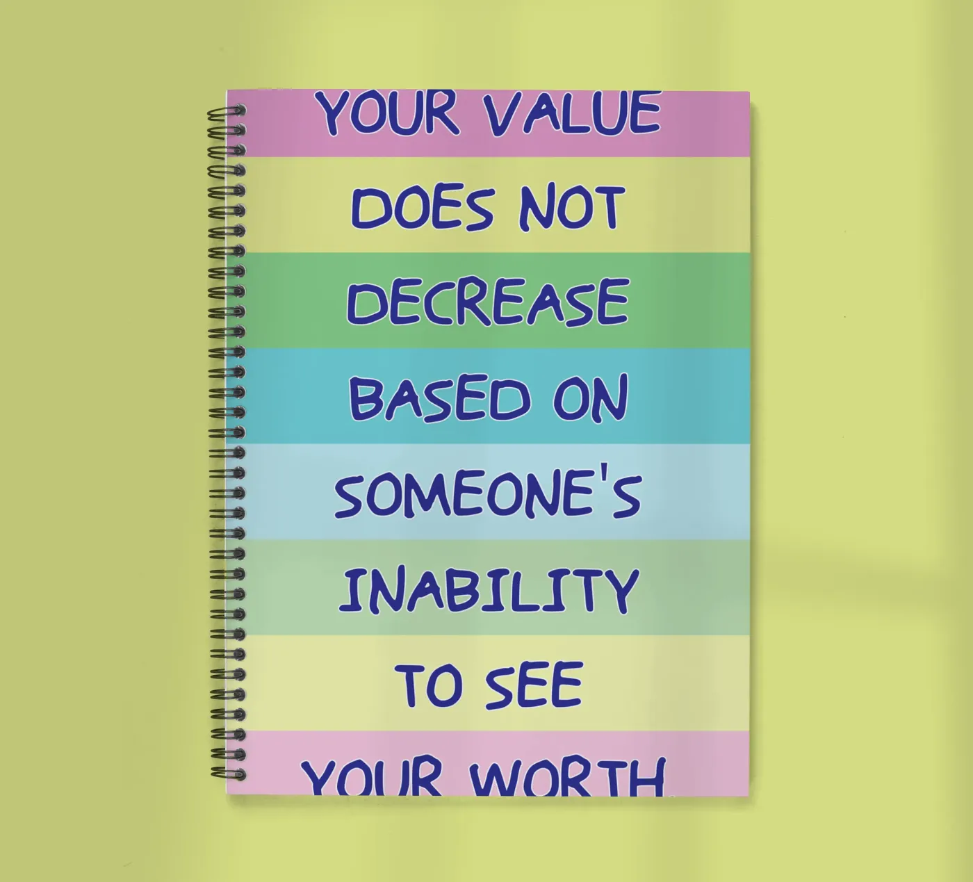 votre valeur ne diminue pas carnet à spirale de bougenfille