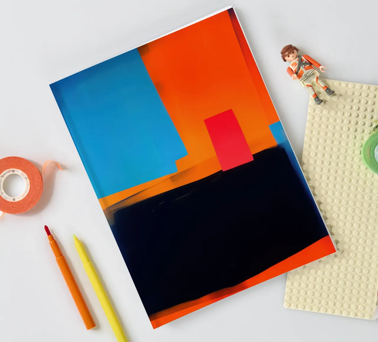 The Red Square | Abstract Canvas Painting notebook by Autofocus