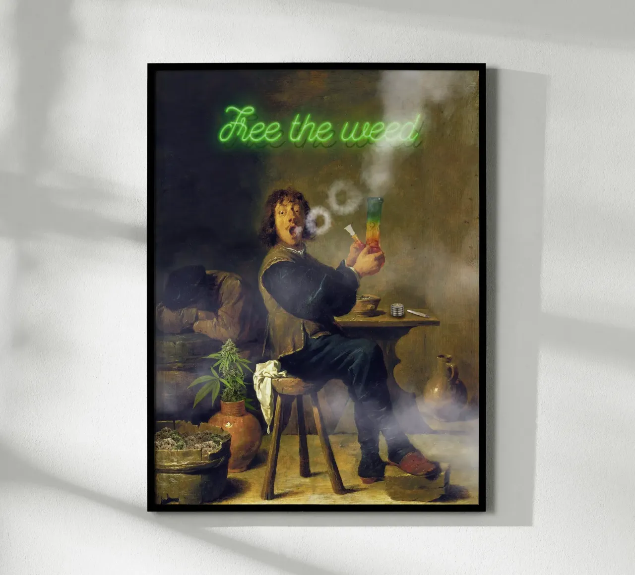 Free the weed poster con telaio in legno da Dikhotomy
