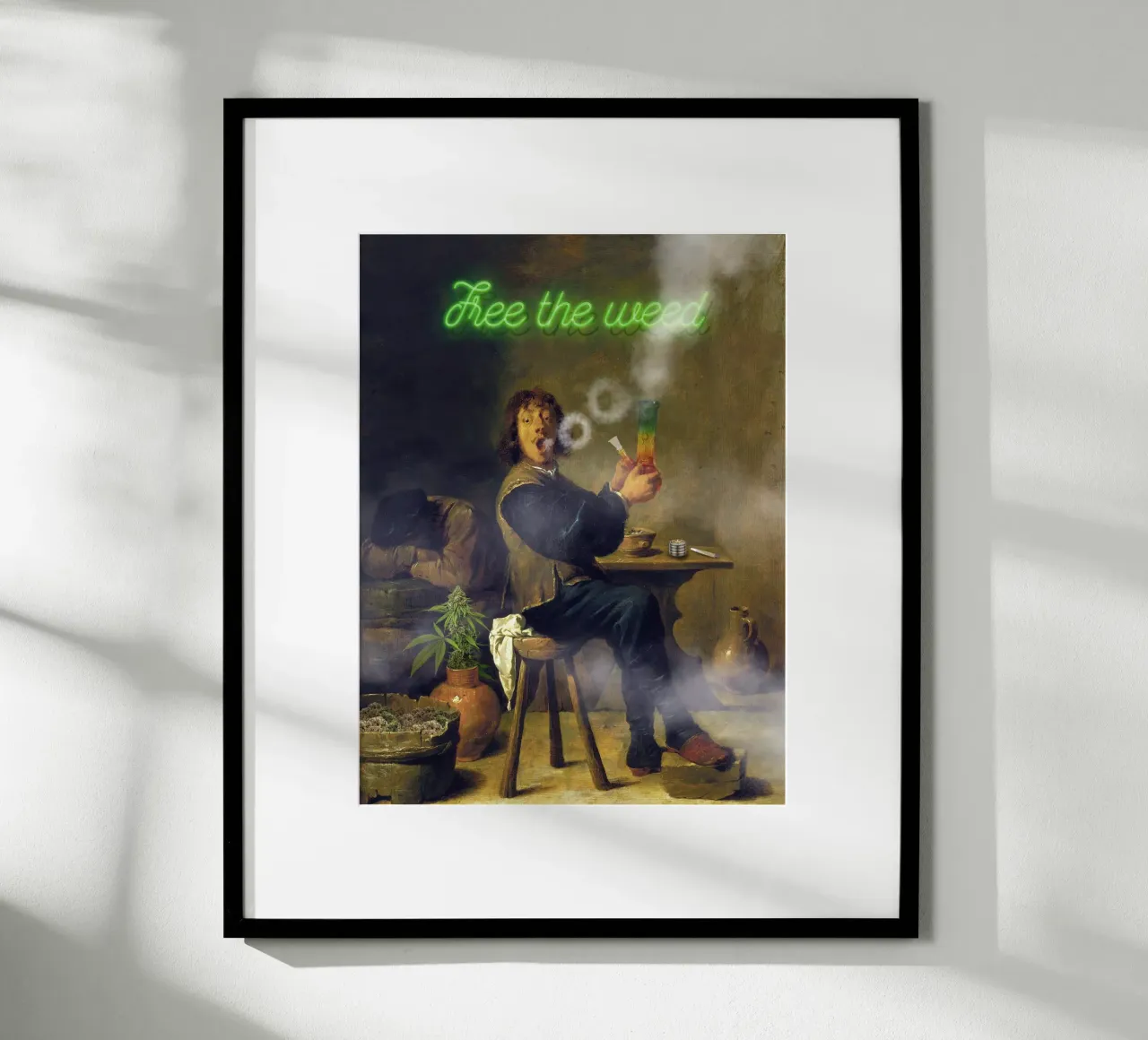 Free the weed poster con telaio in legno da Dikhotomy