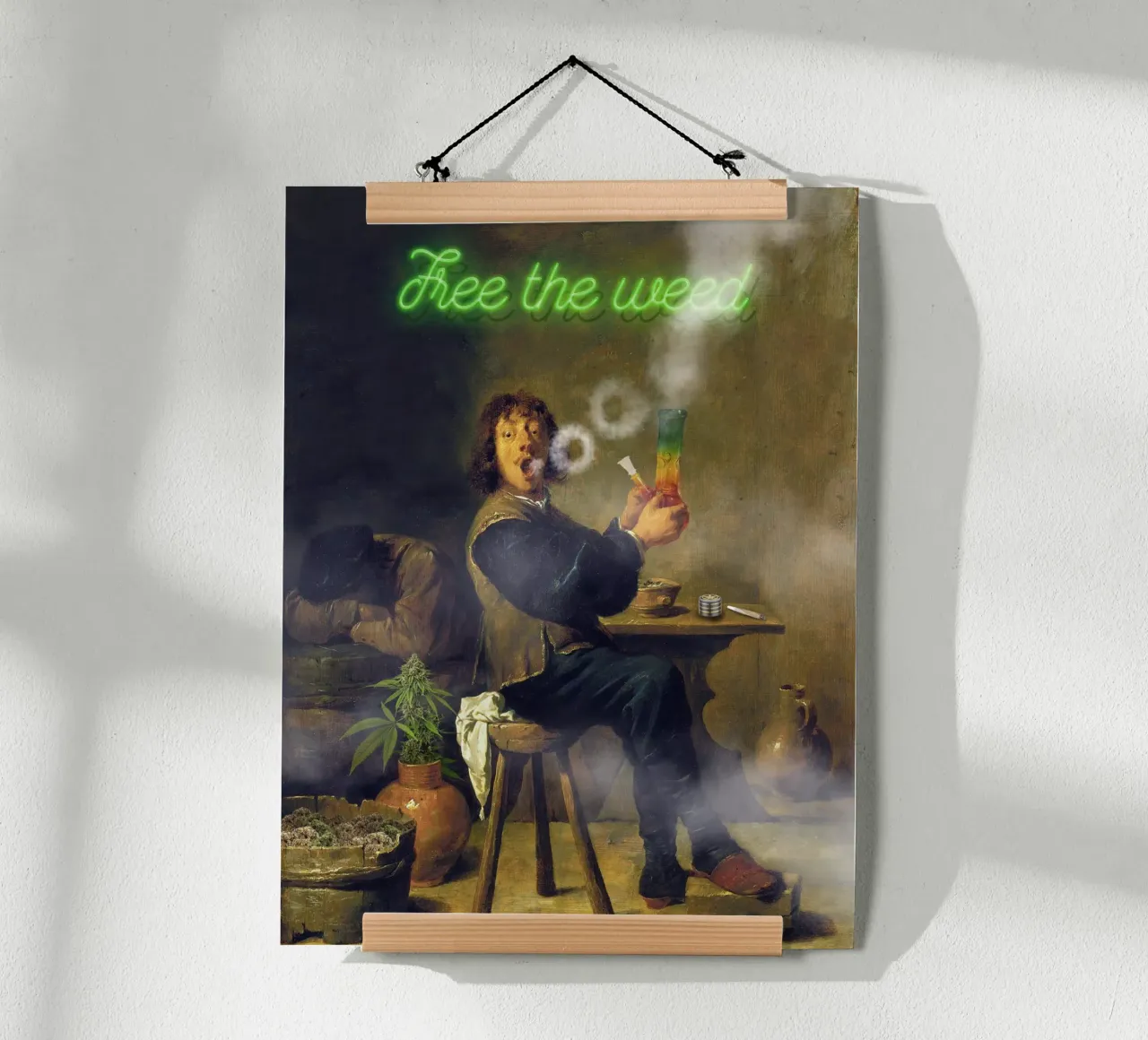 Free the weed poster con telaio in legno da Dikhotomy