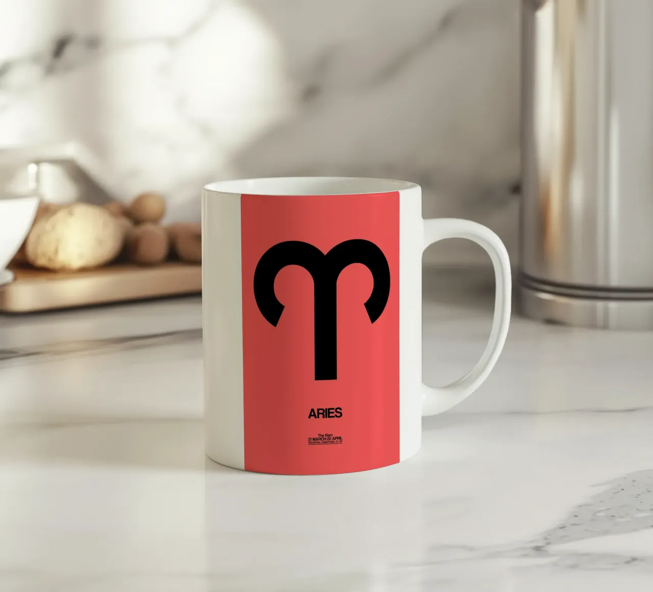 Aries Zodiac Sign Black tazza in ceramica da Naxart