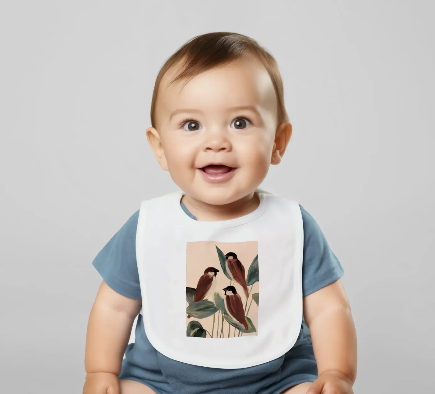 Drie mussen baby slabbetje van M.A.Z.U.N.