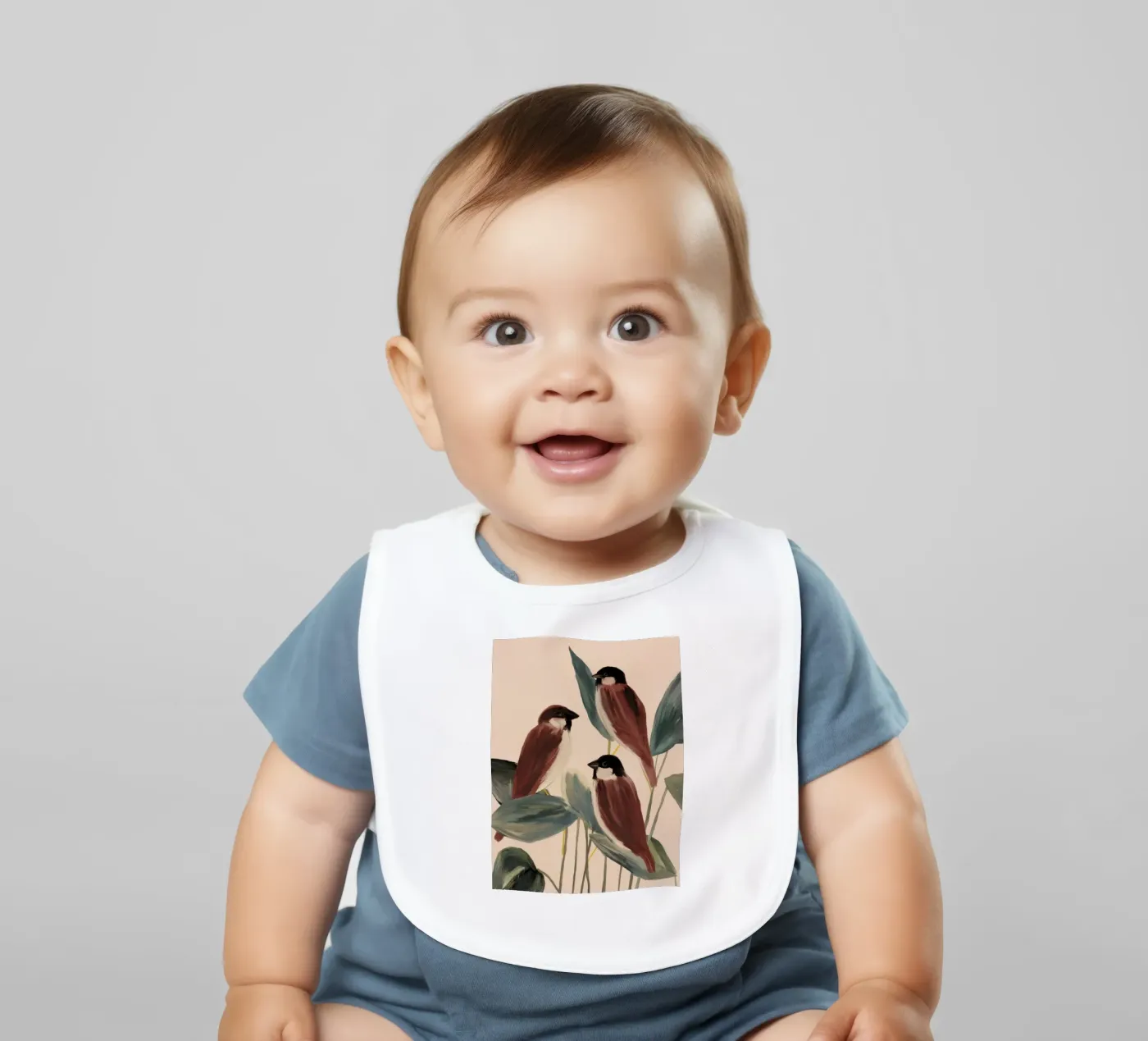 Drie mussen baby slabbetje van M.A.Z.U.N.