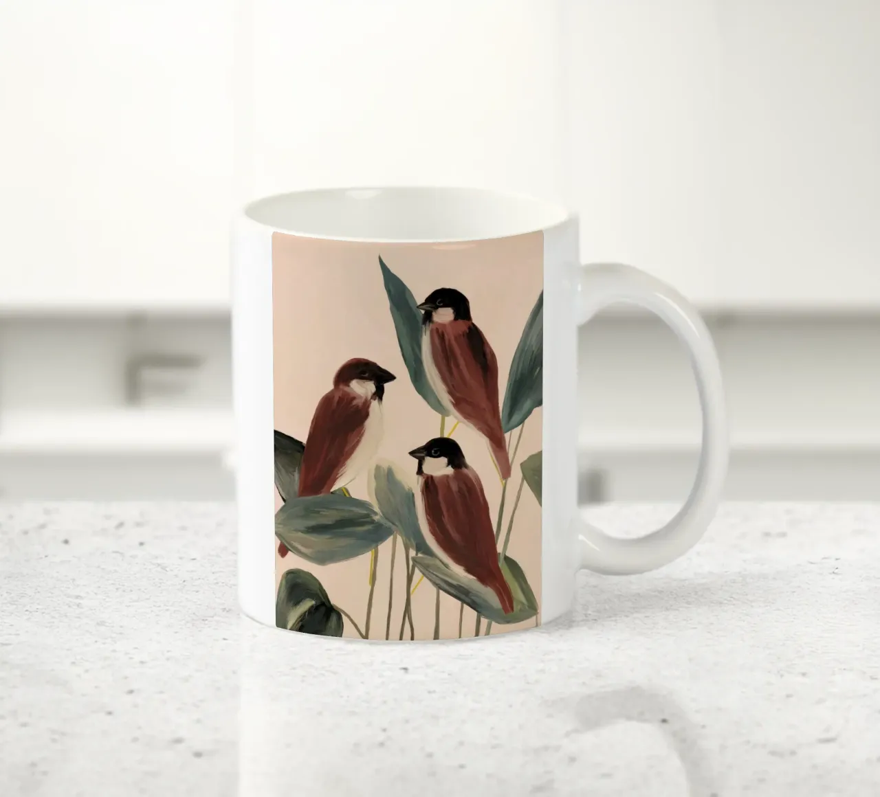 Three Sparrows ceramic mug by M.A.Z.U.N.