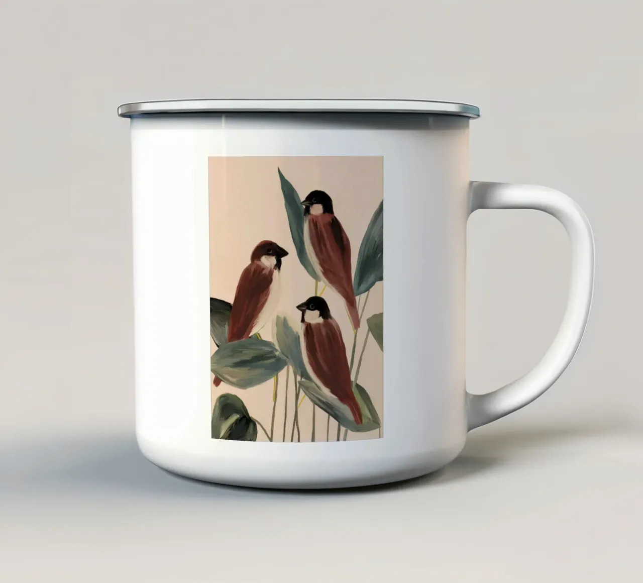 Tre passeri tazza in smalto da M.A.Z.U.N.