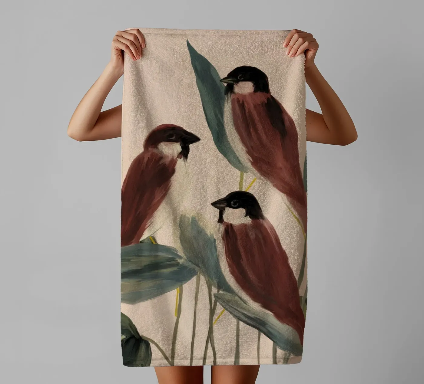 Three Sparrows badhanddoek van M.A.Z.U.N.