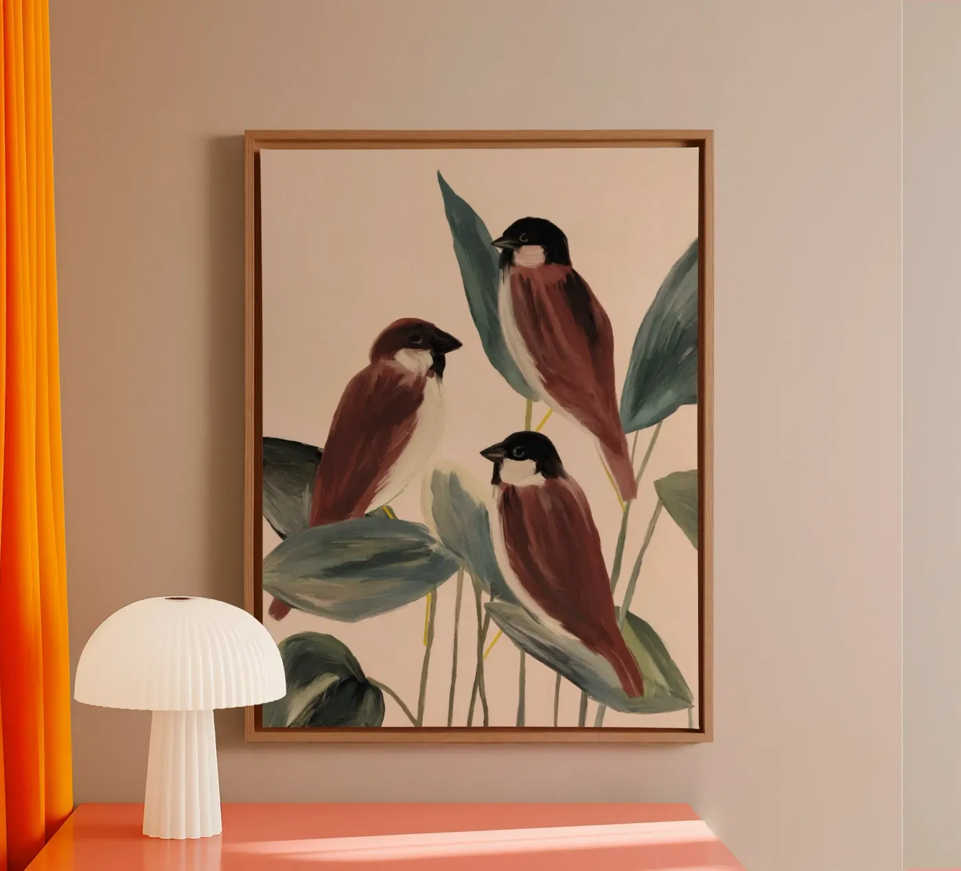 Three Sparrows canvas by M.A.Z.U.N.