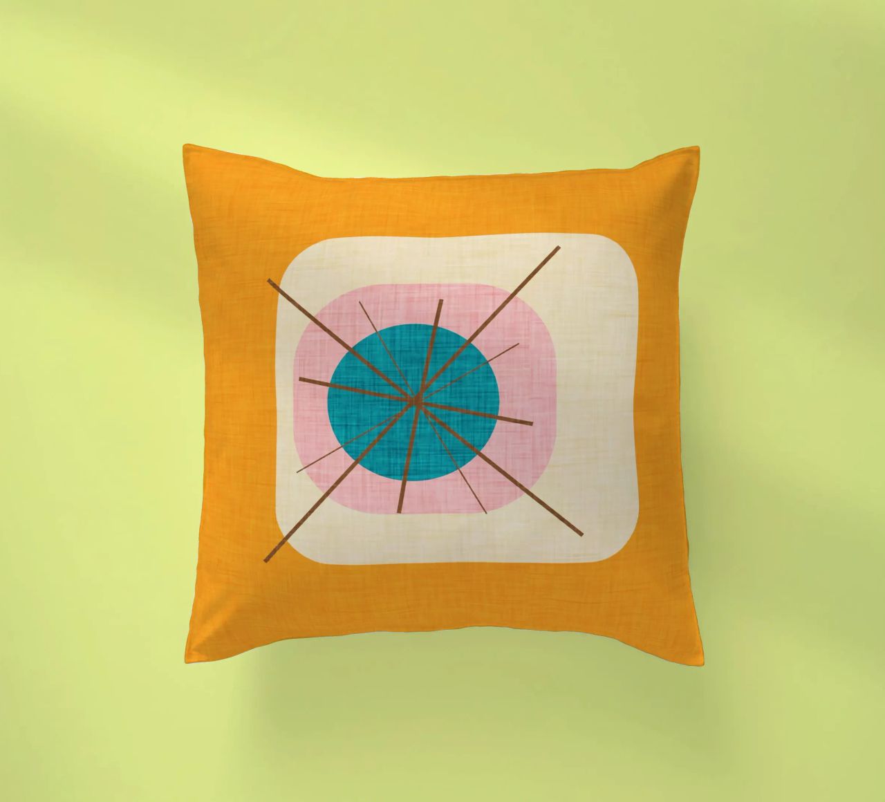 Flower Egg Mustard - Mid Century Modern decorative cushion by susanacosta