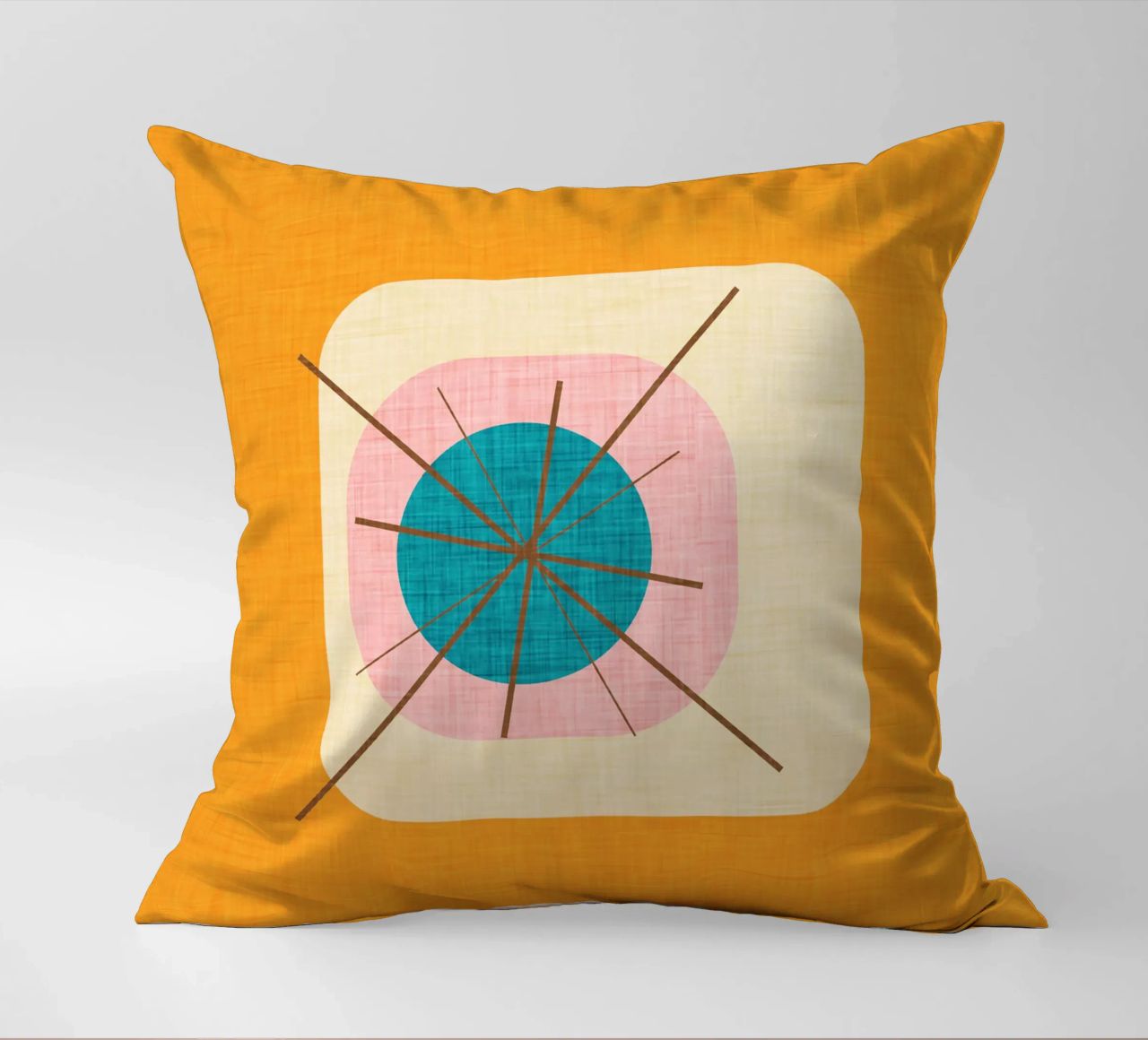 Flower Egg Mustard - Mid Century Modern decorative cushion by susanacosta